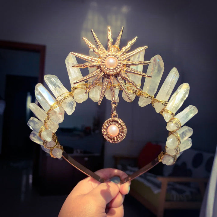 Tiara nupcial de la diosa del sol Olivenorma con corona de cristal