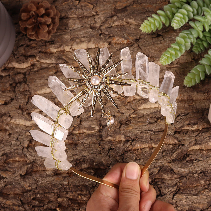 Tiara nupcial de la diosa del sol Olivenorma con corona de cristal