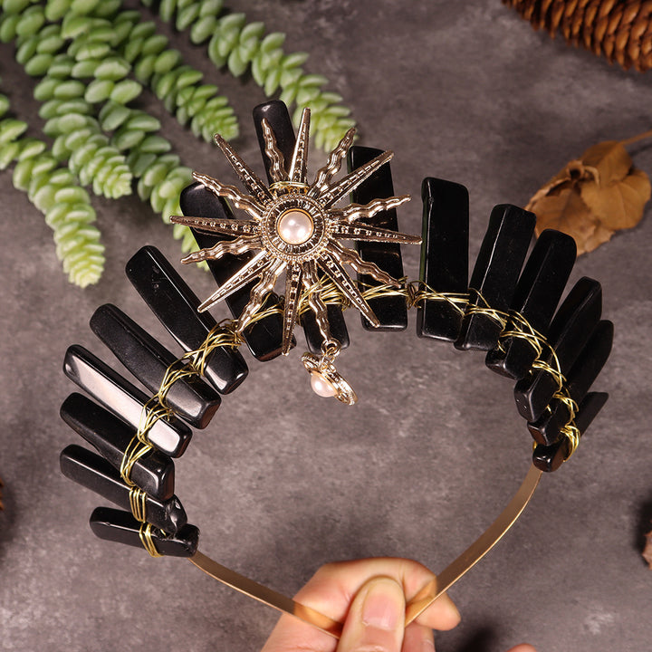 Tiara nupcial de la diosa del sol Olivenorma con corona de cristal