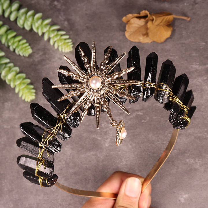 Tiara nupcial de la diosa del sol Olivenorma con corona de cristal