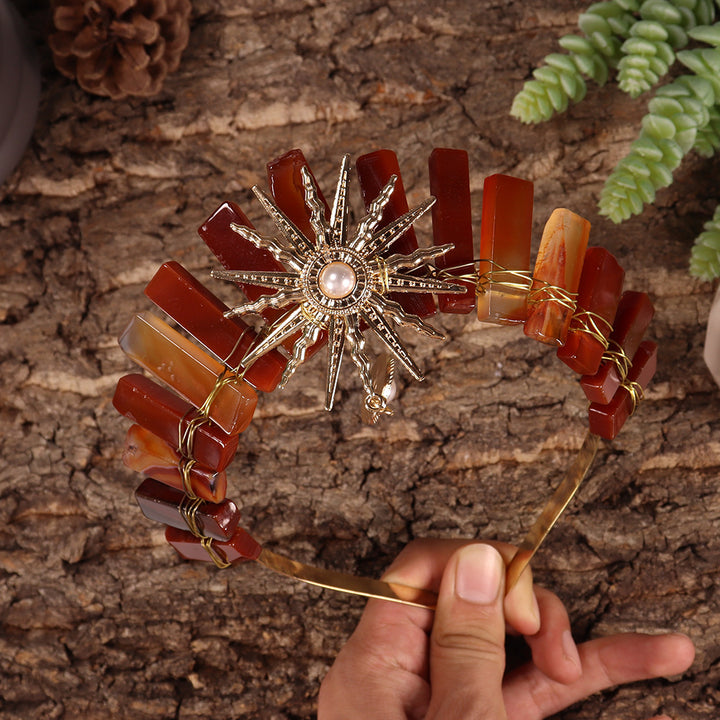 Tiara nupcial de la diosa del sol Olivenorma con corona de cristal