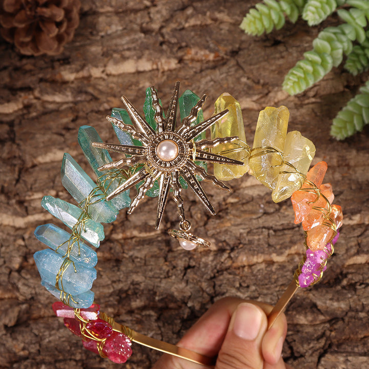 Tiara nupcial de la diosa del sol Olivenorma con corona de cristal