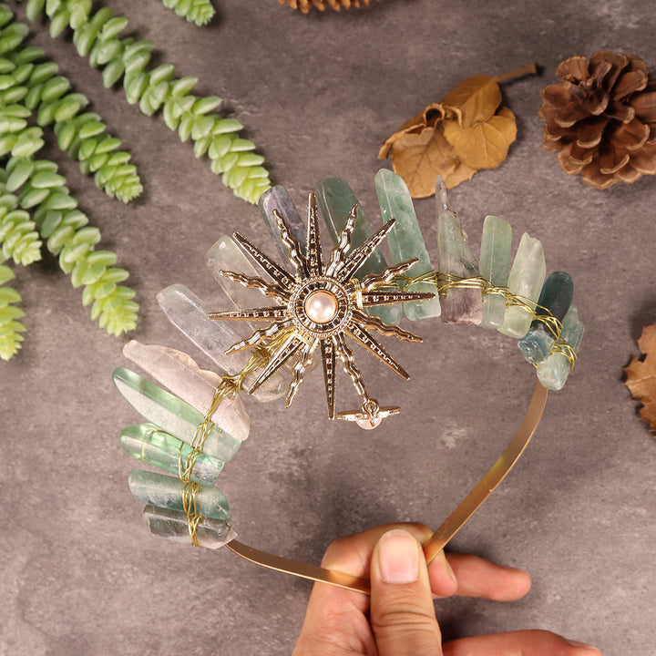 Tiara nupcial de la diosa del sol Olivenorma con corona de cristal