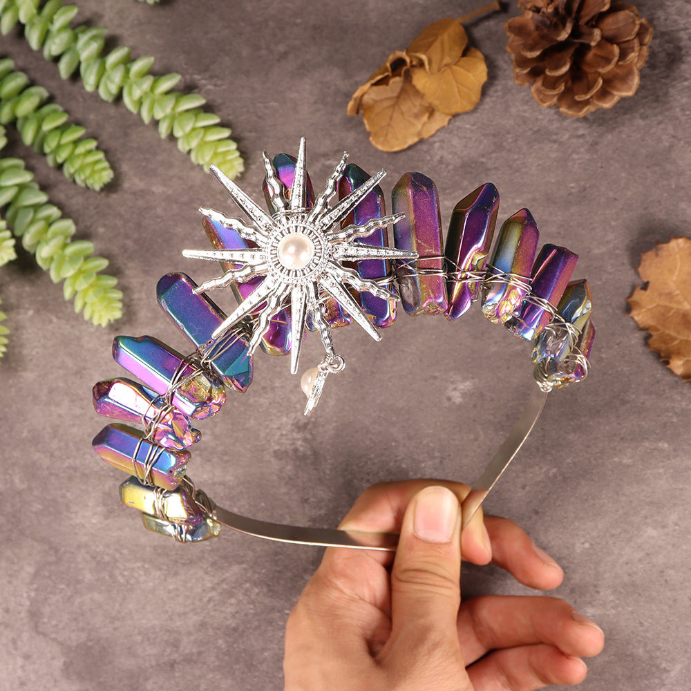 Tiara nupcial de la diosa del sol Olivenorma con corona de cristal