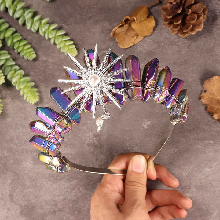 Tiara nupcial de la diosa del sol Olivenorma con corona de cristal