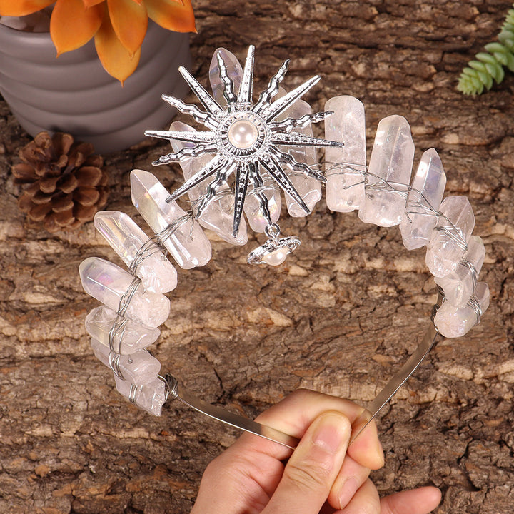 Tiara nupcial de la diosa del sol Olivenorma con corona de cristal