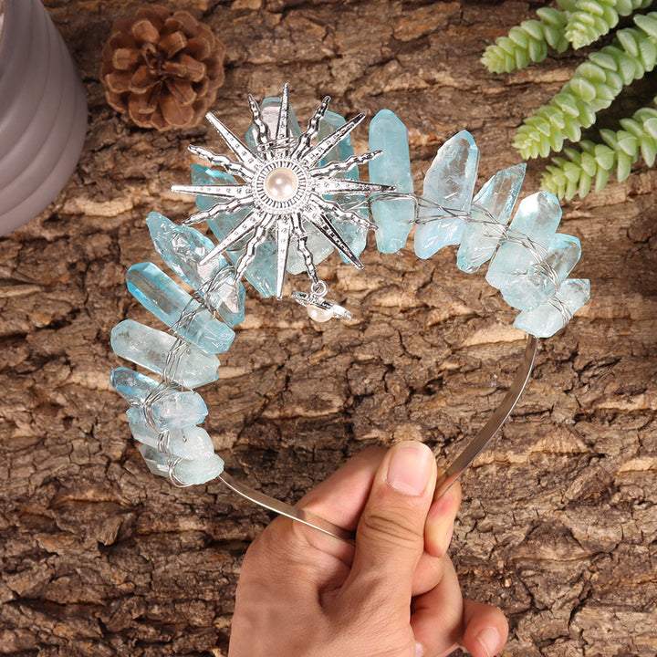 Tiara nupcial de la diosa del sol Olivenorma con corona de cristal
