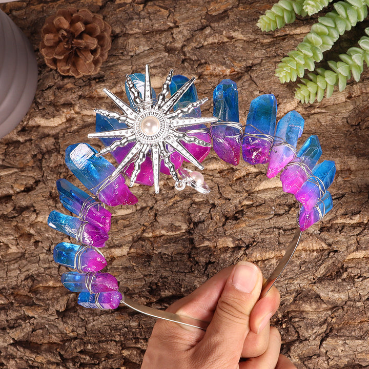 Tiara nupcial de la diosa del sol Olivenorma con corona de cristal