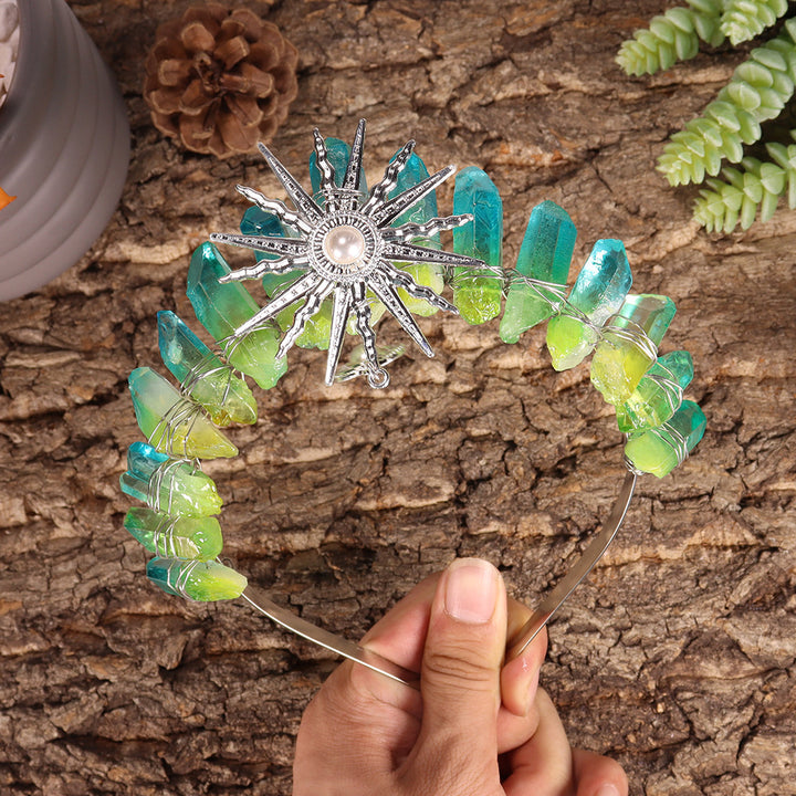 Tiara nupcial de la diosa del sol Olivenorma con corona de cristal