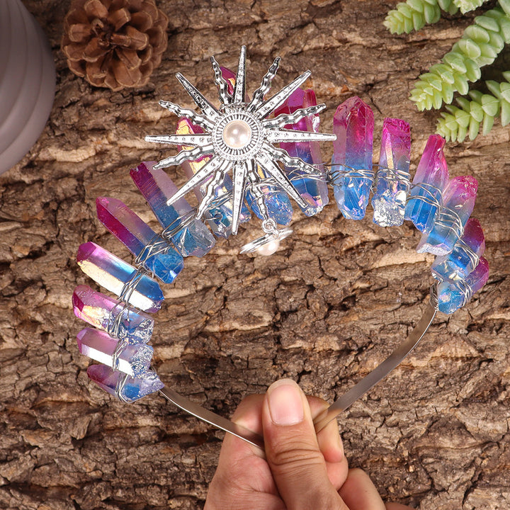 Tiara nupcial de la diosa del sol Olivenorma con corona de cristal