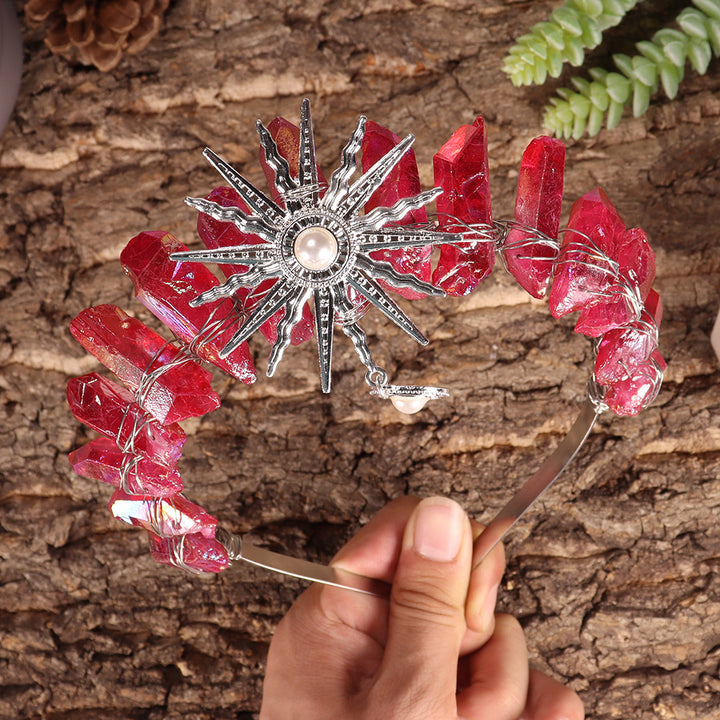 Tiara nupcial de la diosa del sol Olivenorma con corona de cristal