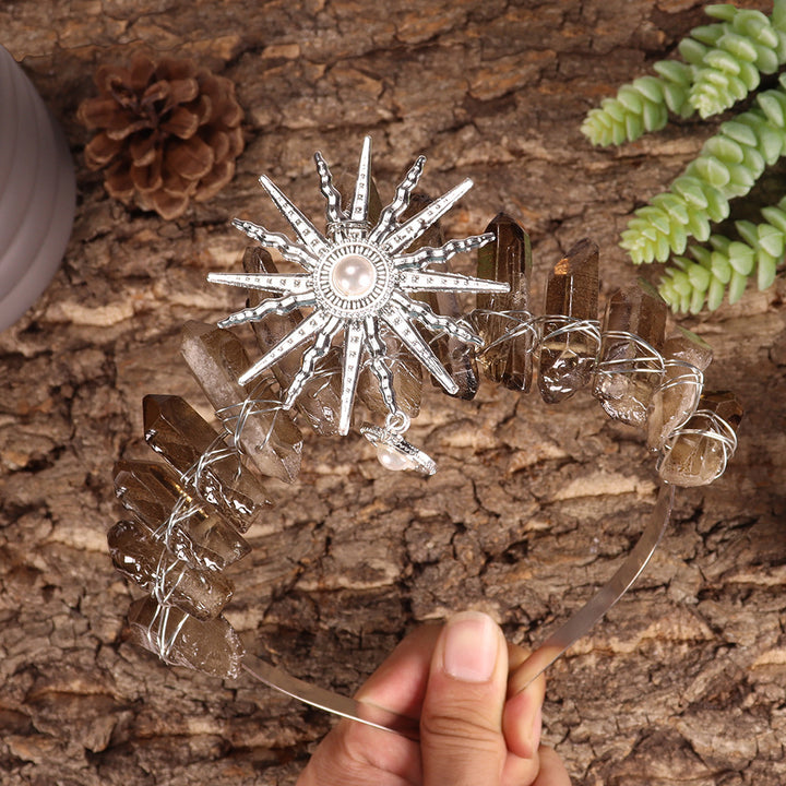 Tiara nupcial de la diosa del sol Olivenorma con corona de cristal