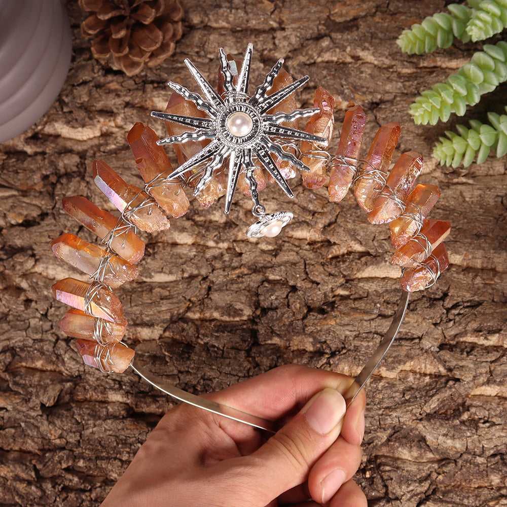 Tiara nupcial de la diosa del sol Olivenorma con corona de cristal
