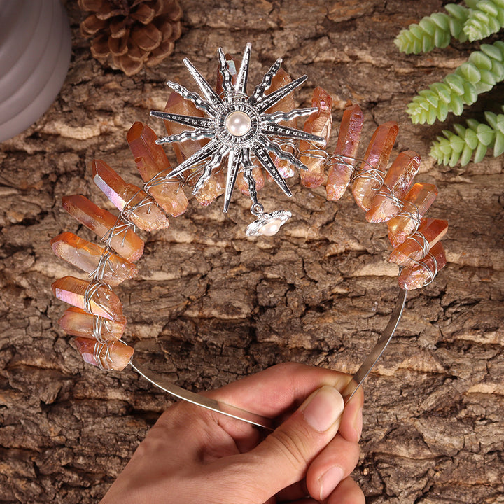 Tiara nupcial de la diosa del sol Olivenorma con corona de cristal
