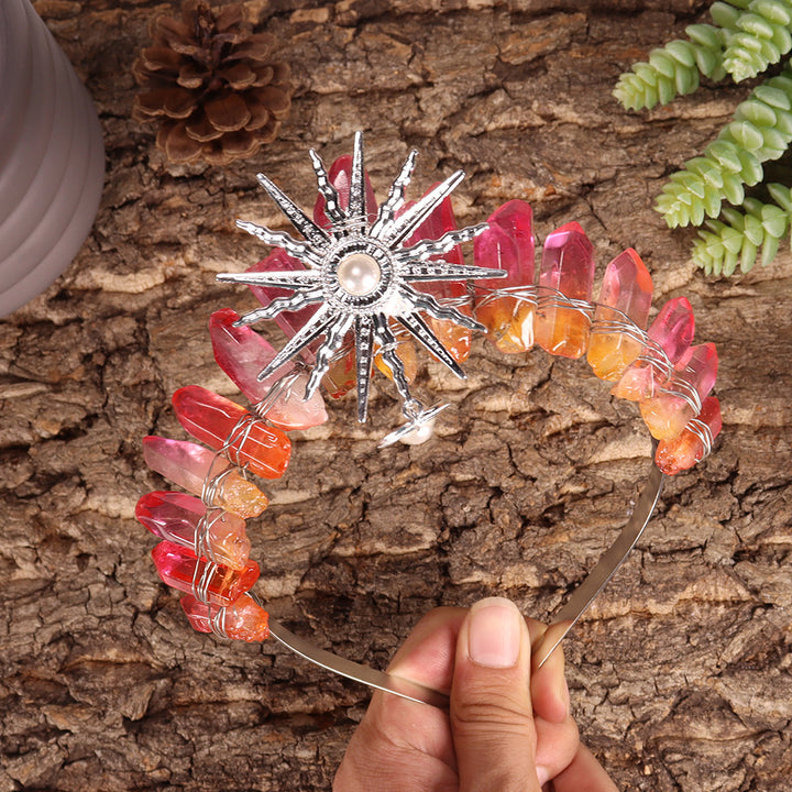 Tiara nupcial de la diosa del sol Olivenorma con corona de cristal