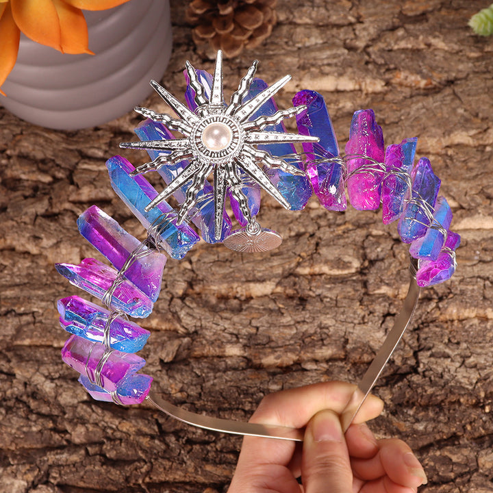 Tiara nupcial de la diosa del sol Olivenorma con corona de cristal