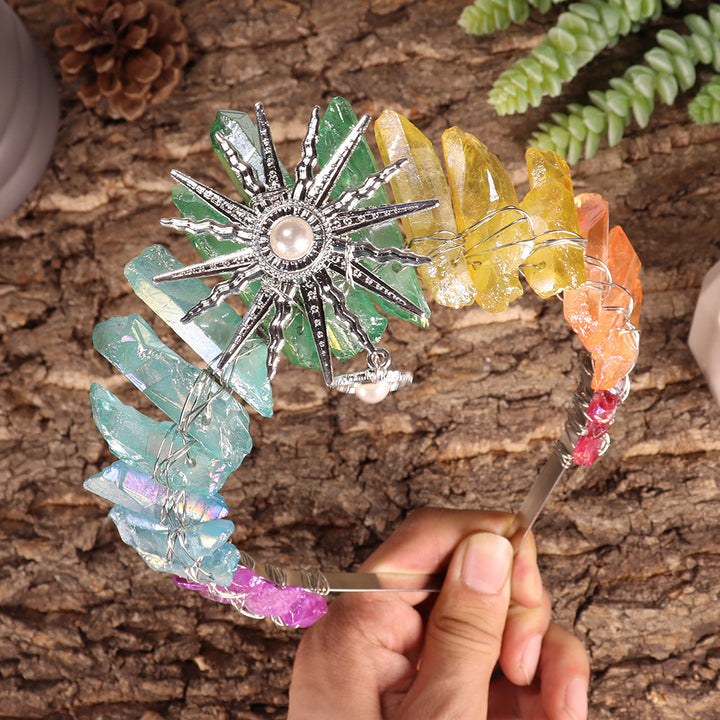 Tiara nupcial de la diosa del sol Olivenorma con corona de cristal
