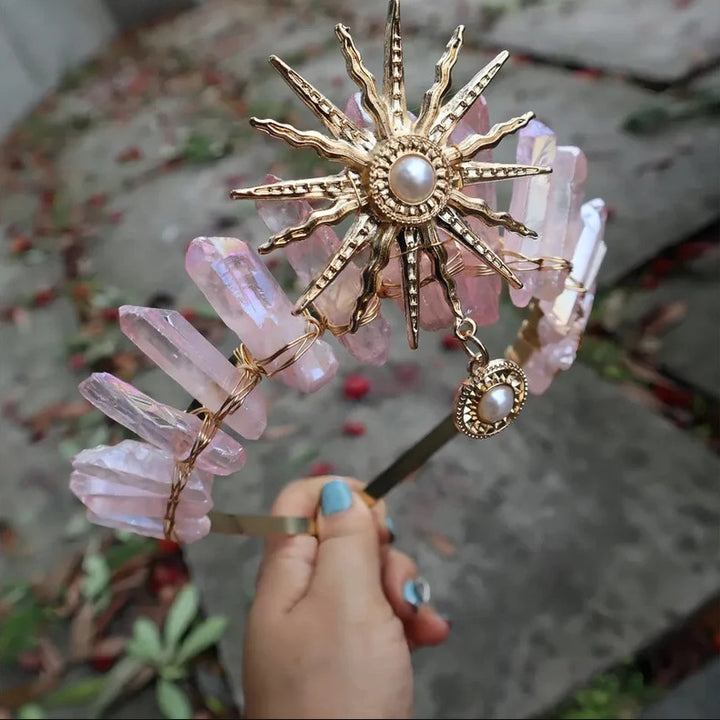 Tiara nupcial de la diosa del sol Olivenorma con corona de cristal