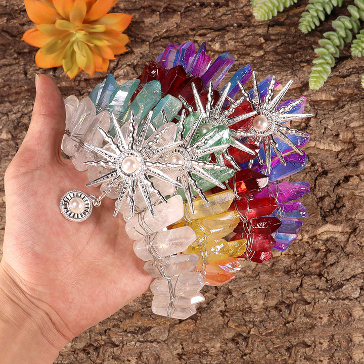 Tiara nupcial de la diosa del sol Olivenorma con corona de cristal