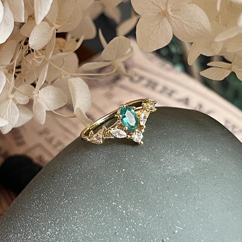 Anillo curativo de turmalina de Paraíba "Corona de Chamuel" de Olivenorma