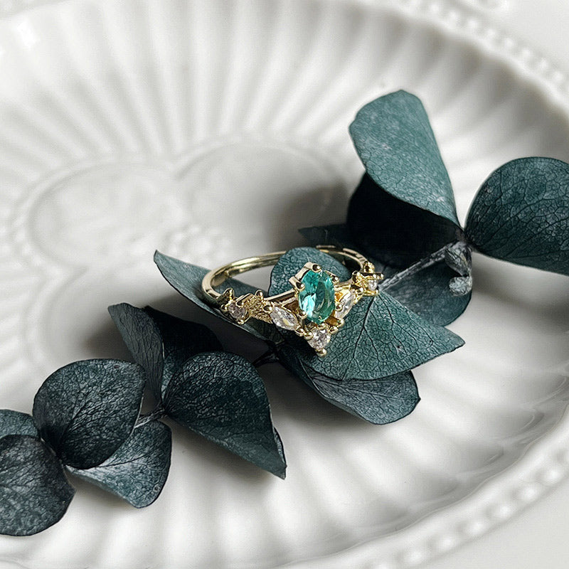 Anillo curativo de turmalina de Paraíba "Corona de Chamuel" de Olivenorma