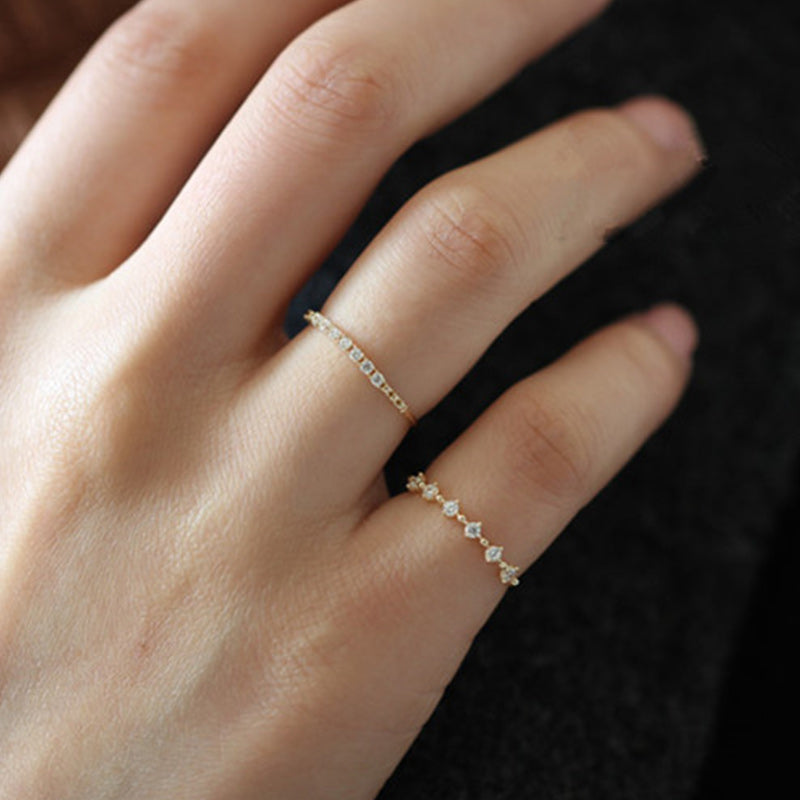 Anillo de plata de ley S925 con circonitas de Olivenorma