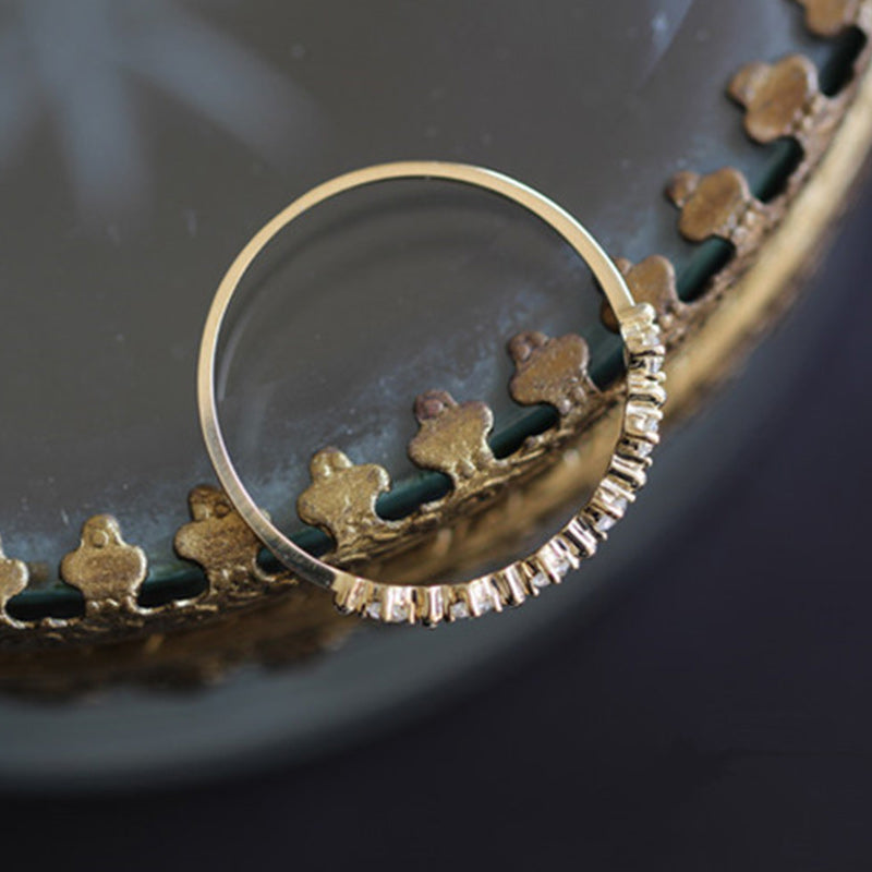 Anillo de plata de ley S925 con circonitas de Olivenorma