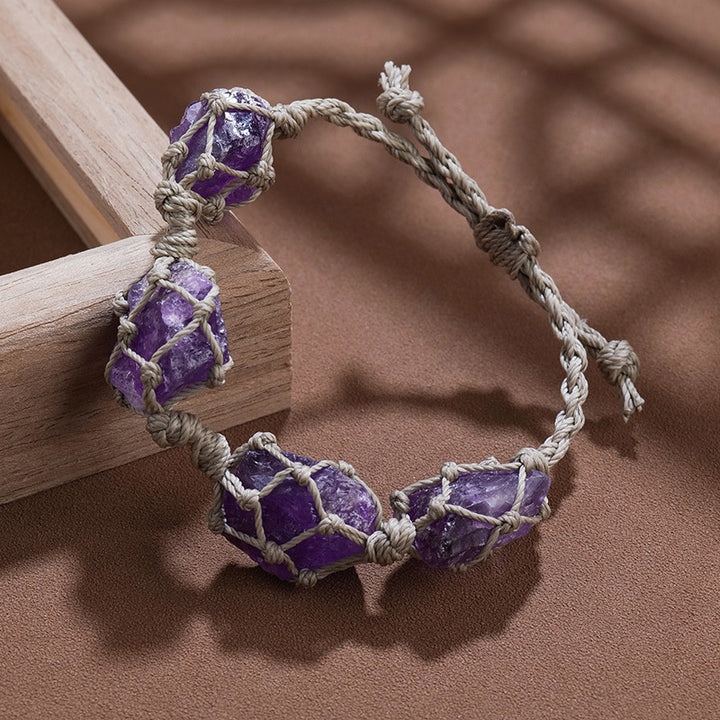Pulsera de malla tejida a mano con cuerda de parafina natural de Olivenorma