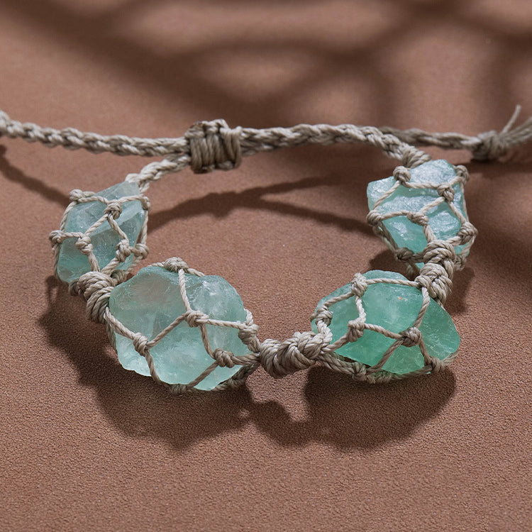 Pulsera de malla tejida a mano con cuerda de parafina natural de Olivenorma