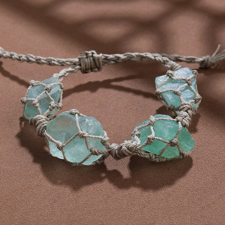 Pulsera de malla tejida a mano con cuerda de parafina natural de Olivenorma