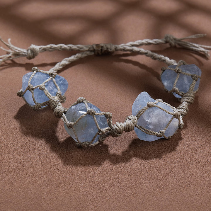 Pulsera de malla tejida a mano con cuerda de parafina natural de Olivenorma