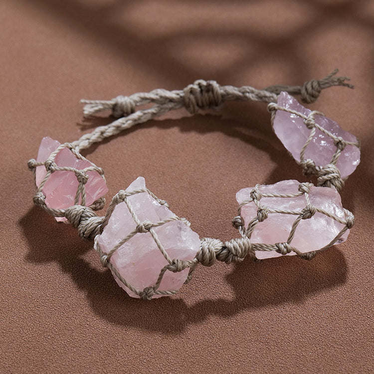 Pulsera de malla tejida a mano con cuerda de parafina natural de Olivenorma