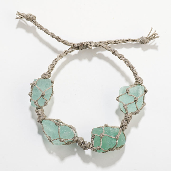 Pulsera de malla tejida a mano con cuerda de parafina natural de Olivenorma