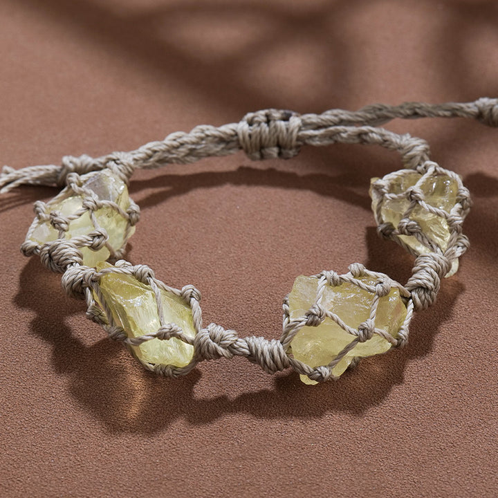 Pulsera de malla tejida a mano con cuerda de parafina natural de Olivenorma