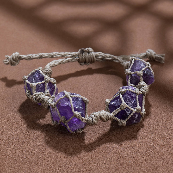Pulsera de malla tejida a mano con cuerda de parafina natural de Olivenorma