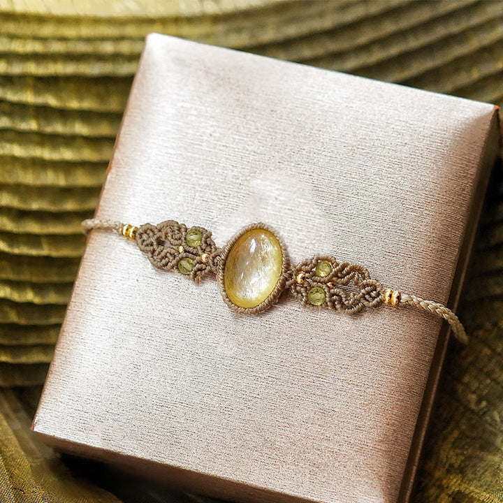 Pulsera tejida a mano de aguamarina lepidolita y charoita natural de Olivenorma