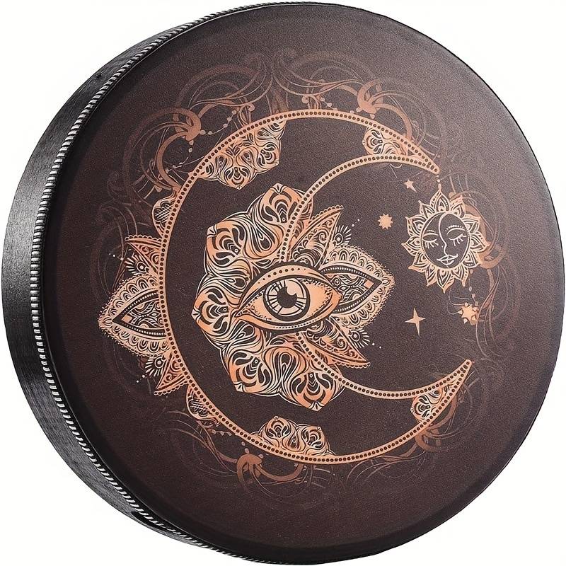 Tambor chamánico con estampado de luna y sol de Olivenorma