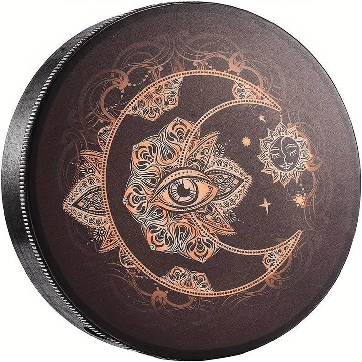 Tambor chamánico con estampado de luna y sol de Olivenorma