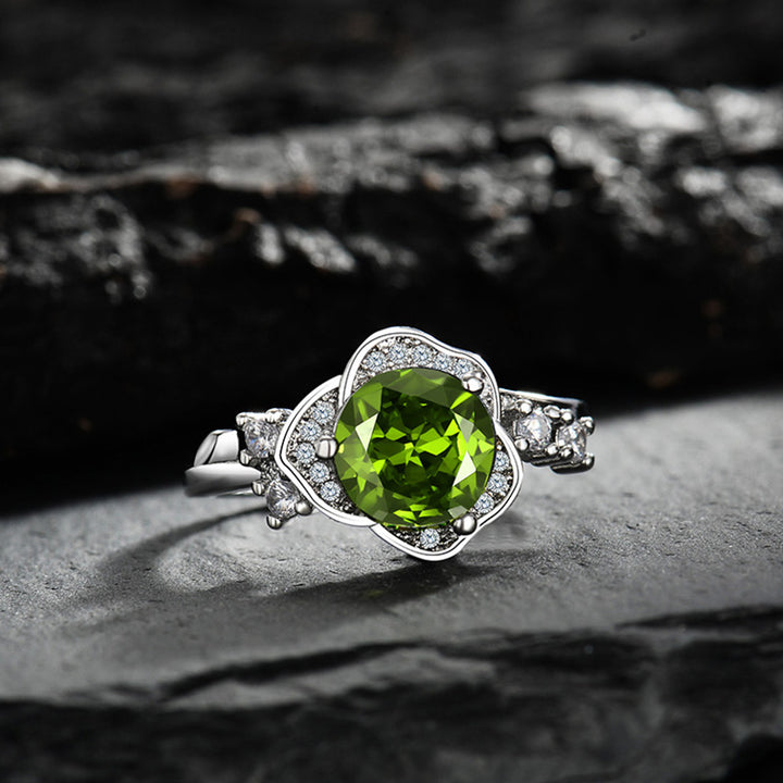 Olivenorma "El latido instantáneo": anillo de empatía de peridoto y circón 