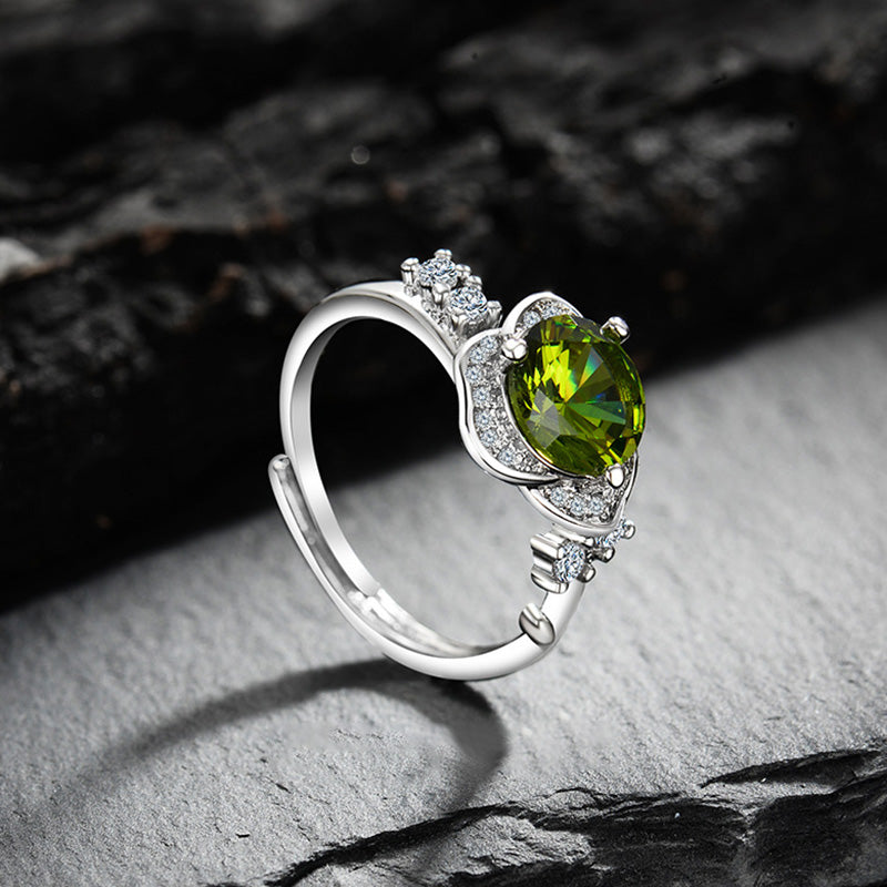 Olivenorma "El latido instantáneo": anillo de empatía de peridoto y circón 