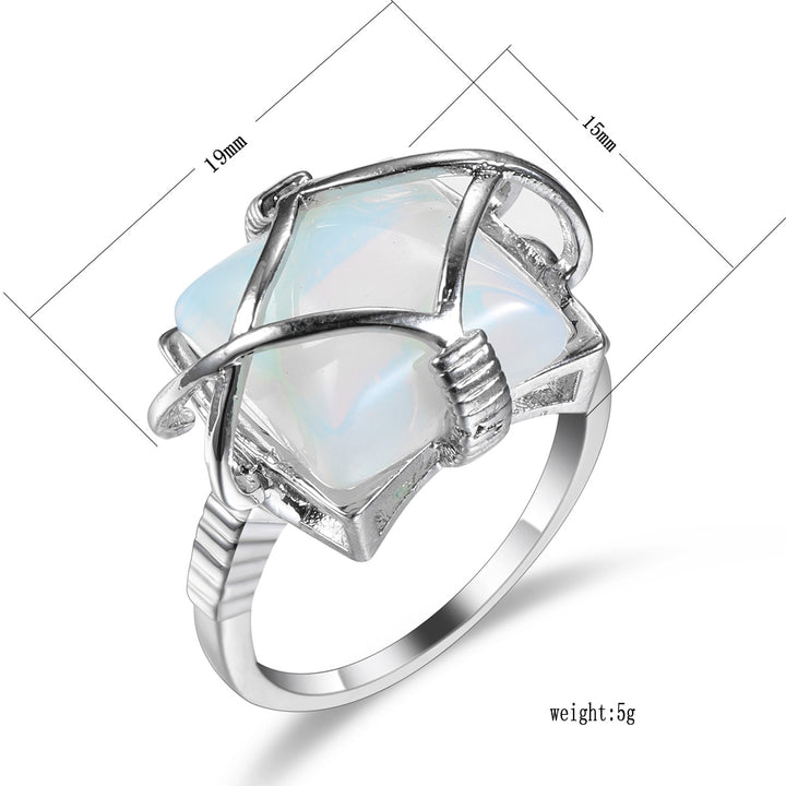 Anillo de compromiso de opalita blanca de Olivenorma
