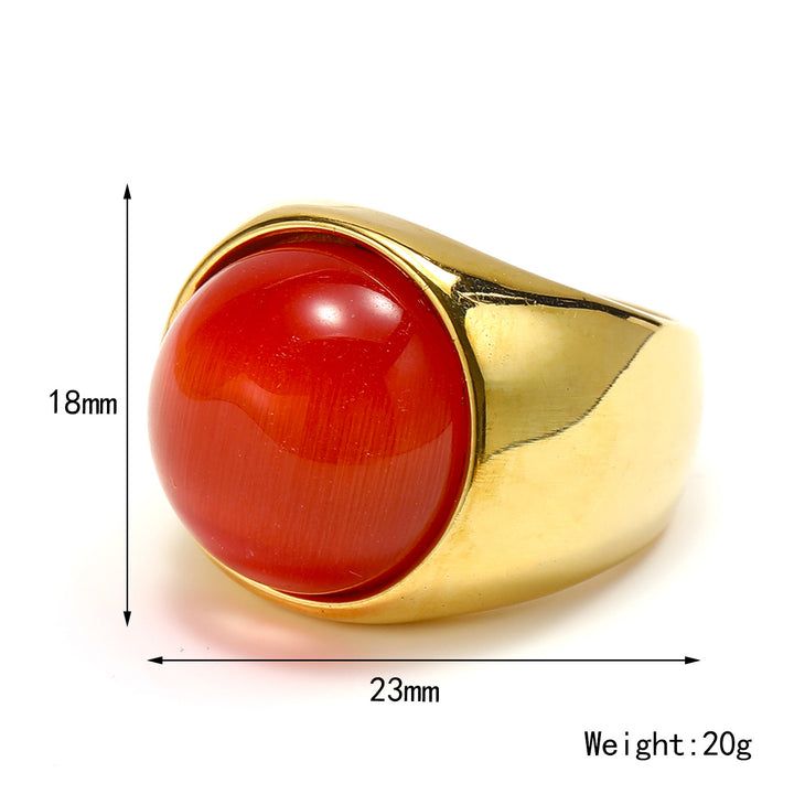 Anillo con piedra preciosa de ojo de gato grande de Olivenorma