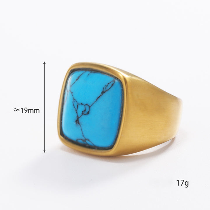 Anillo bañado en oro de 18 quilates con corte cuadrado de piedra natural Olivenorma