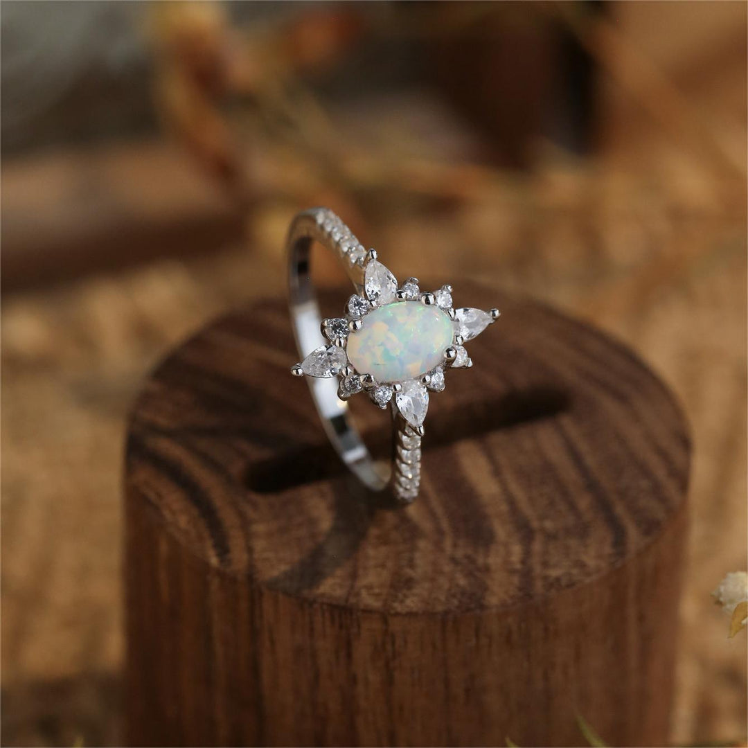 Anillo de compromiso con ópalo S925 delicado de Olivenorma