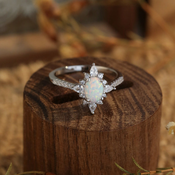 Anillo de compromiso con ópalo S925 delicado de Olivenorma