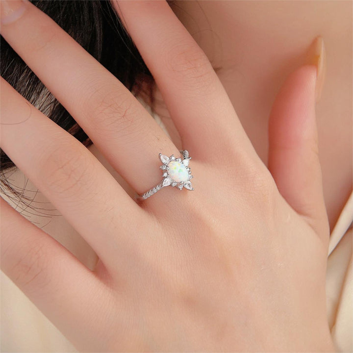 Anillo de compromiso con ópalo S925 delicado de Olivenorma