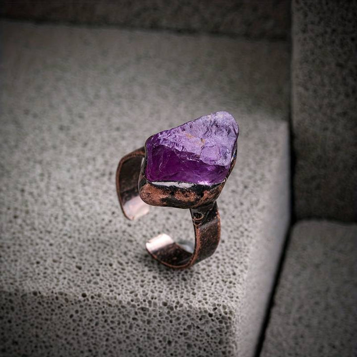 Anillo ajustable irregular de piedra cruda natural de Olivenorma , 1 pieza