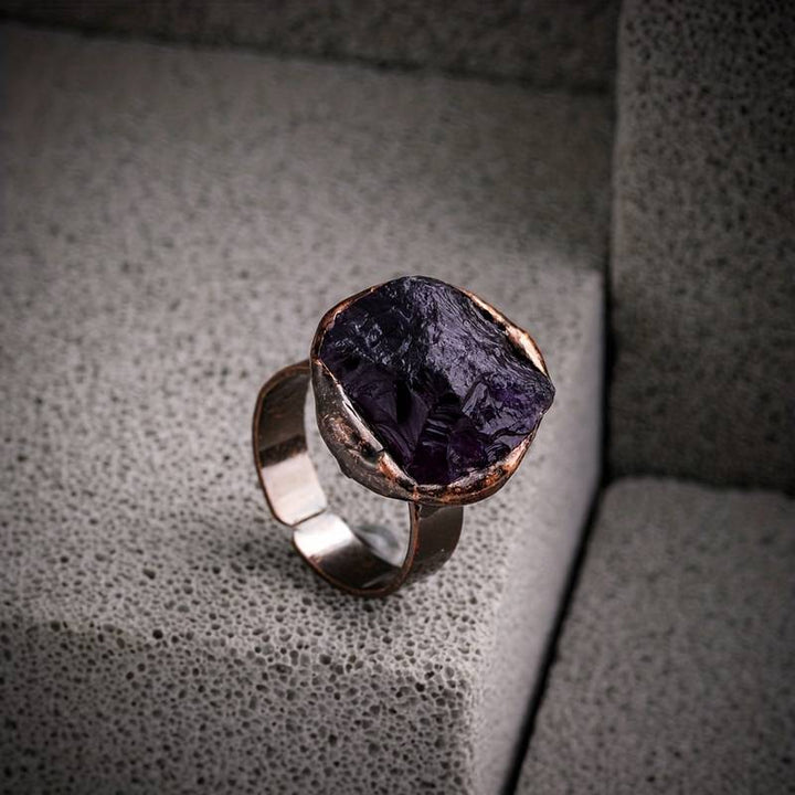 Anillo ajustable irregular de piedra cruda natural de Olivenorma , 1 pieza