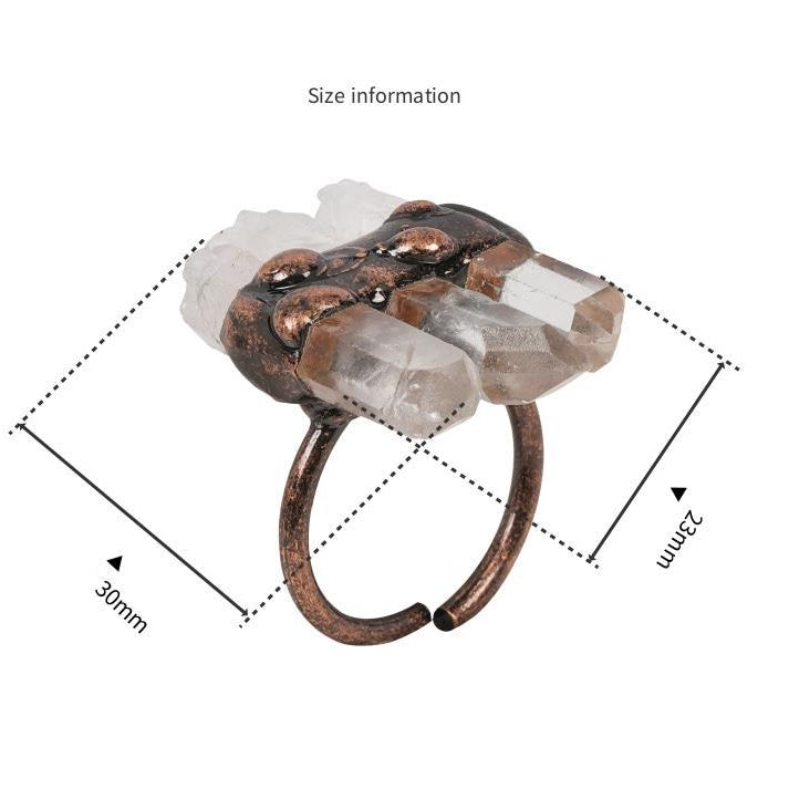 Anillo ajustable de cuarzo transparente natural de Olivenorma