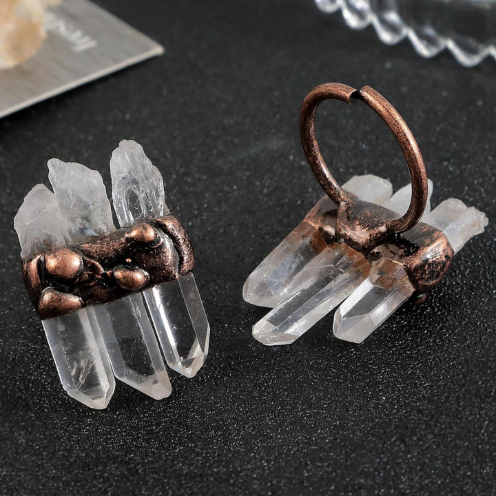 Anillo ajustable de cuarzo transparente natural de Olivenorma